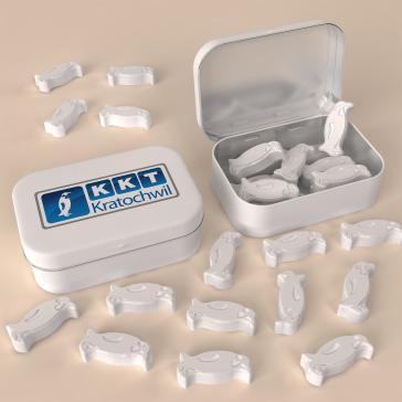 Promotional breath mints molded in penguin shape